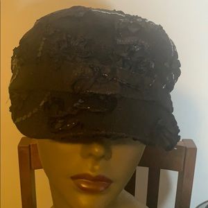 Sequins and flower embroidered cap